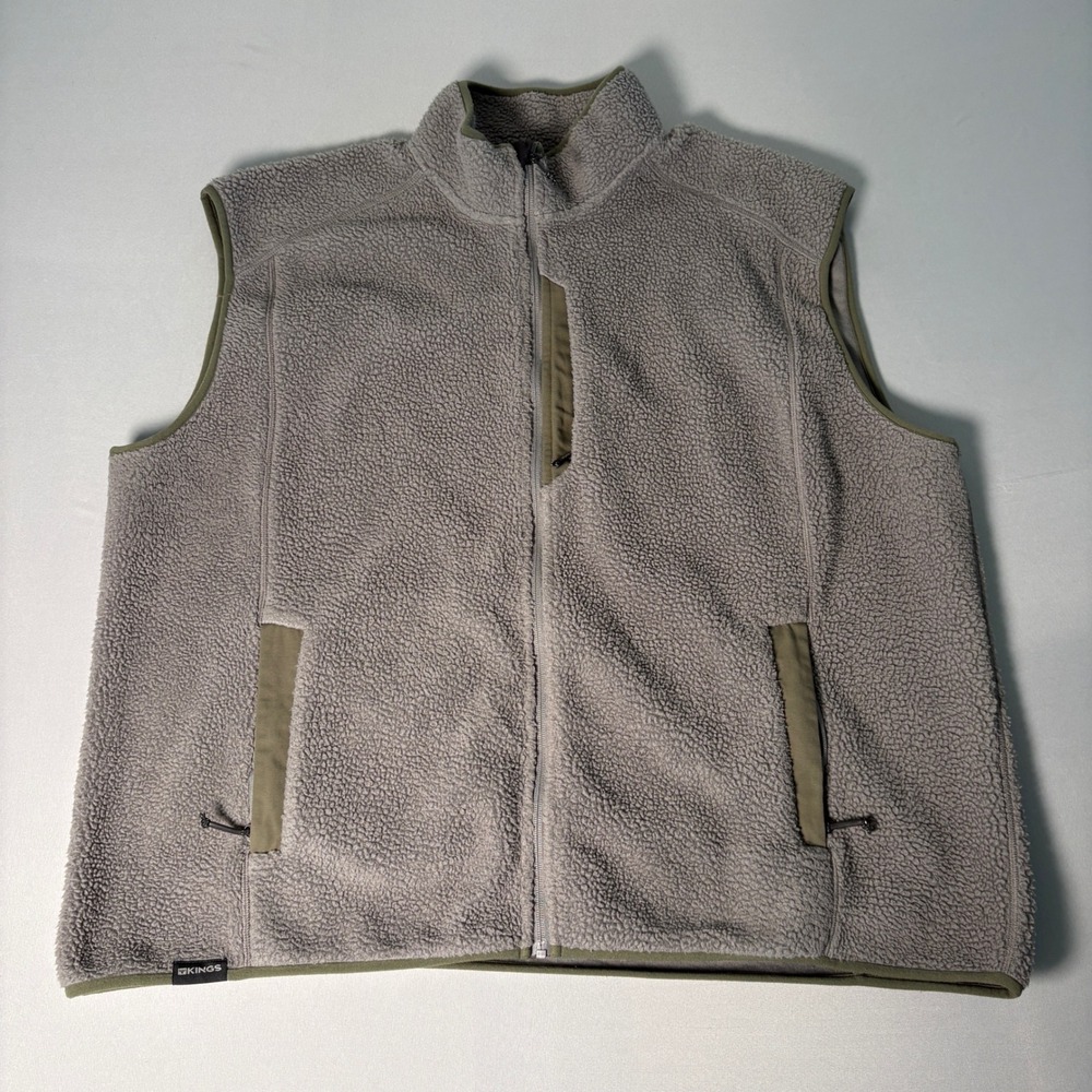 Kings Camo Fleece Vest Mens 3XL Gray Sherpa Full Zip Hunting Outdoor Layering